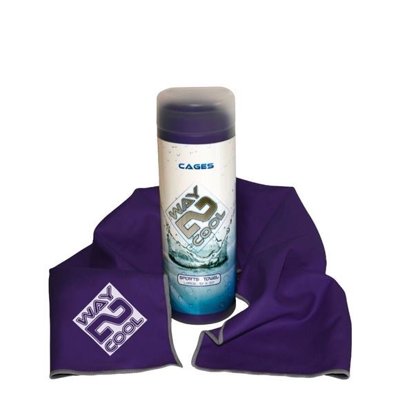 Cages Way 2 Cool Towel Microfiber Lightweight Cooling Towel Purple Gym Yoga New - Picture 1 of 5